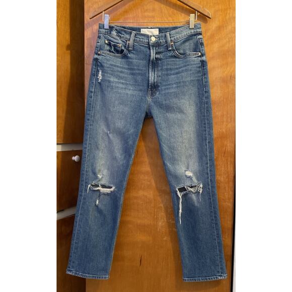 Mother High Waisted Rider Ankle Far Beyond The Sky Distressed Jeans Size 30 - Picture 2 of 12